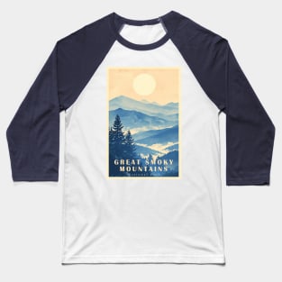 Great Smoky Mountains national park travel poster Baseball T-Shirt